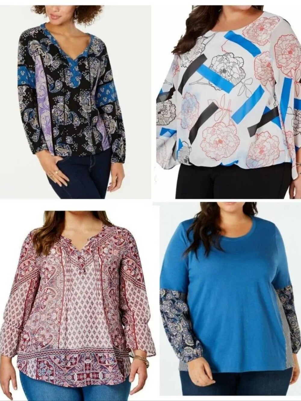 NWT 4 Piece Blouse Top Bundle Lot Long Sleeve - Plus 2X - Style & Co & Alfani